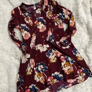 Old Navy burgundy dress with floral detail